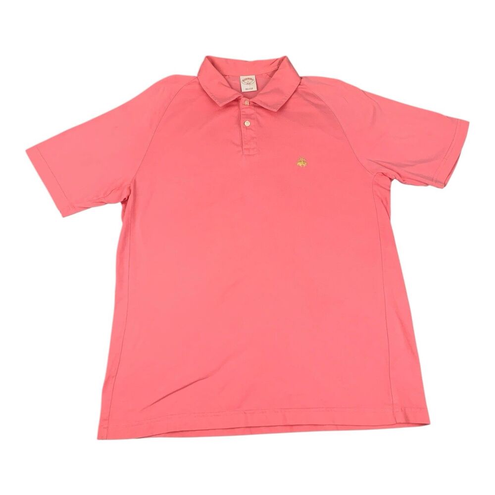 Brooks Brothers 346 Polo Shirt, Pink, Cotton, Short Sleeves, Men's Size Large
